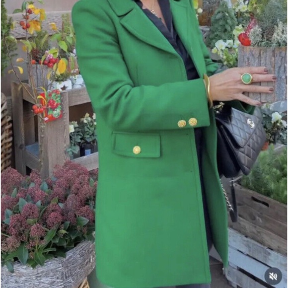 Zara Jackets & Coats Nwt Zara Manteco Wool Blend Green Tailored Coat Small Poshmark